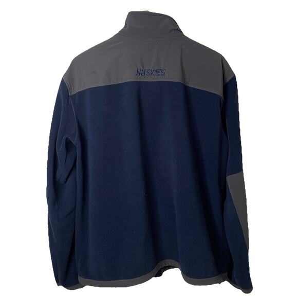 UCONN Huskies Zip Up Fleece Embroidered Jacket Colosseum NCAA Blue Gray Men XL - Picture 2 of 15